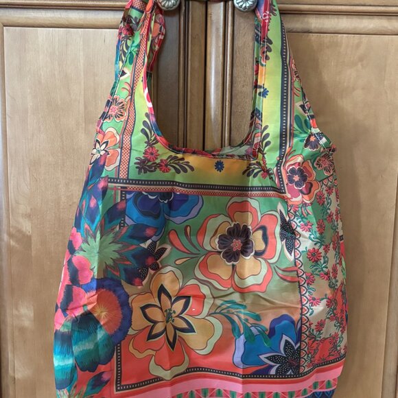 Johnny Was Red and Orange Floral Shopper Tote - Picture 6 of 7